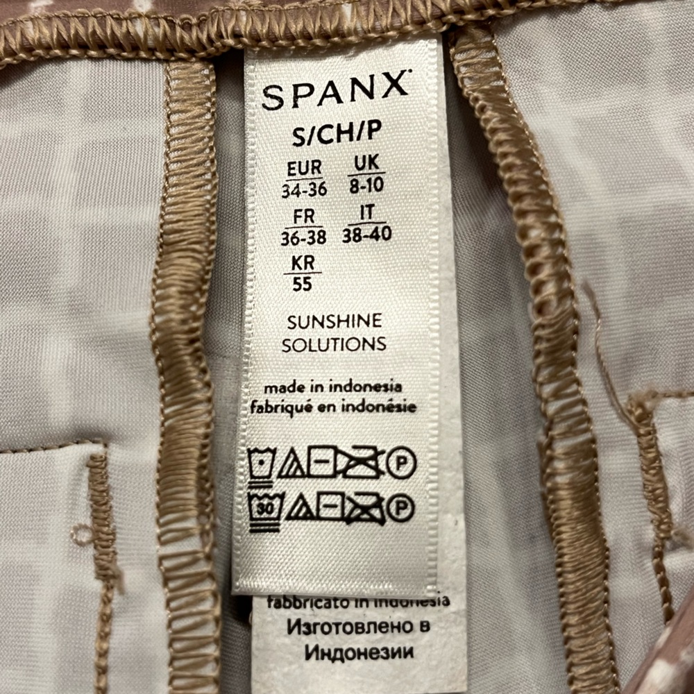 Spanx Sunshine UPF+ 50 Bespoke Check Fawn 4" Shorts size S - Picture 6 of 8